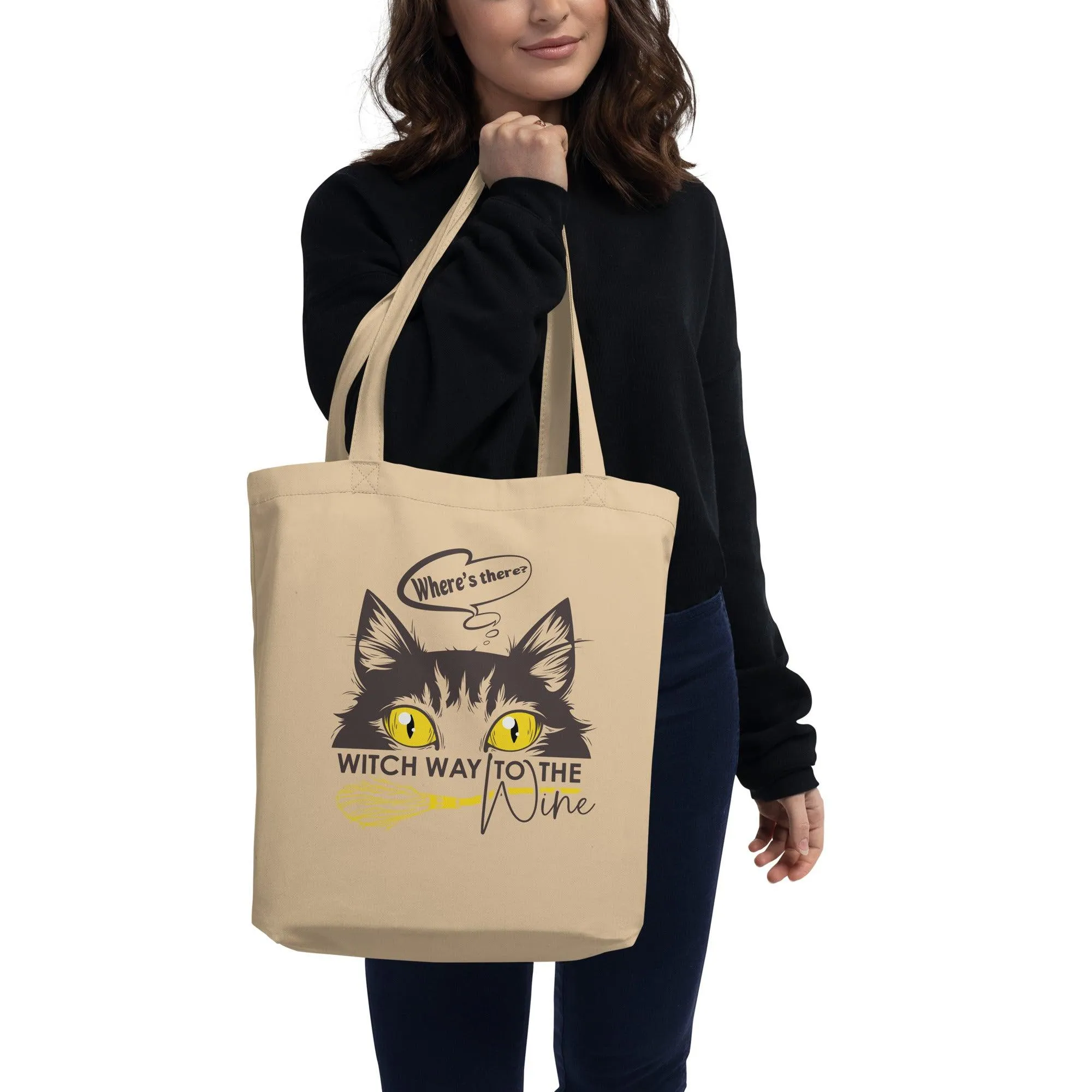 Sneaking Cat Witch Way To Wine Eco Tote Bag