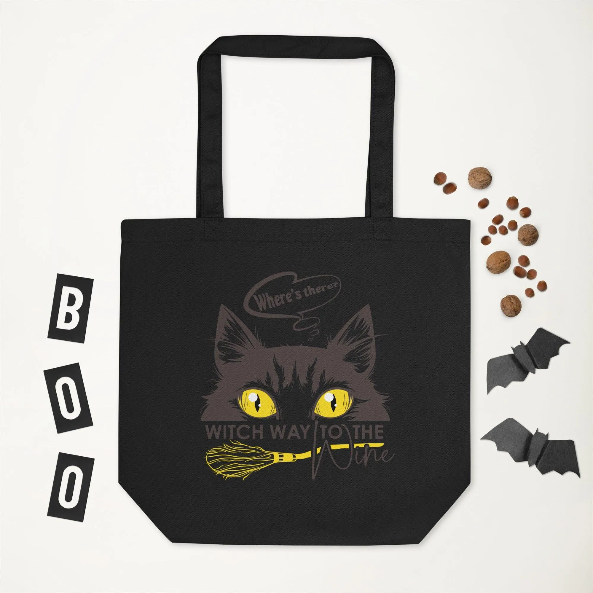 Sneaking Cat Witch Way To Wine Eco Tote Bag
