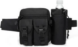 Tactical Waist Pack with Water Bottle Holder Versatile and Waterproof Military Fanny Pack Utility Belt for Outdoor Hiking Camping Fishing (Black)