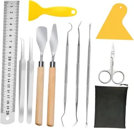 TEHAUX 1set Clay Pottery Tool Sculpture and Carving Kit Storage Bag Handles for Creating Fine Handicrafts and Clay Models