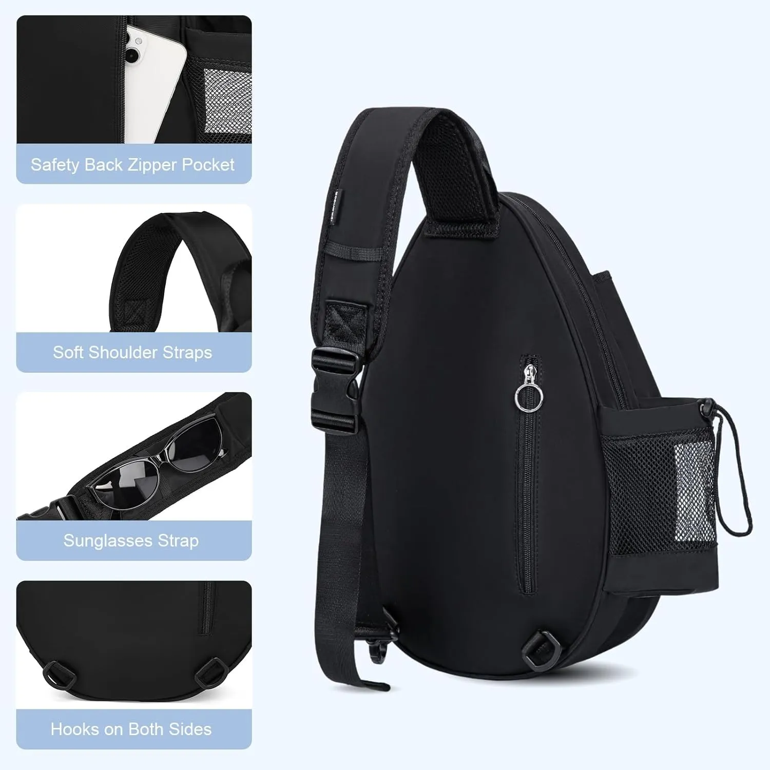 Tennis Bag, Quilted Tennis Backpack Holds 2 Rackets, Waterproof Crossbody Sling Pickleball Bags for Women, Men and Youth