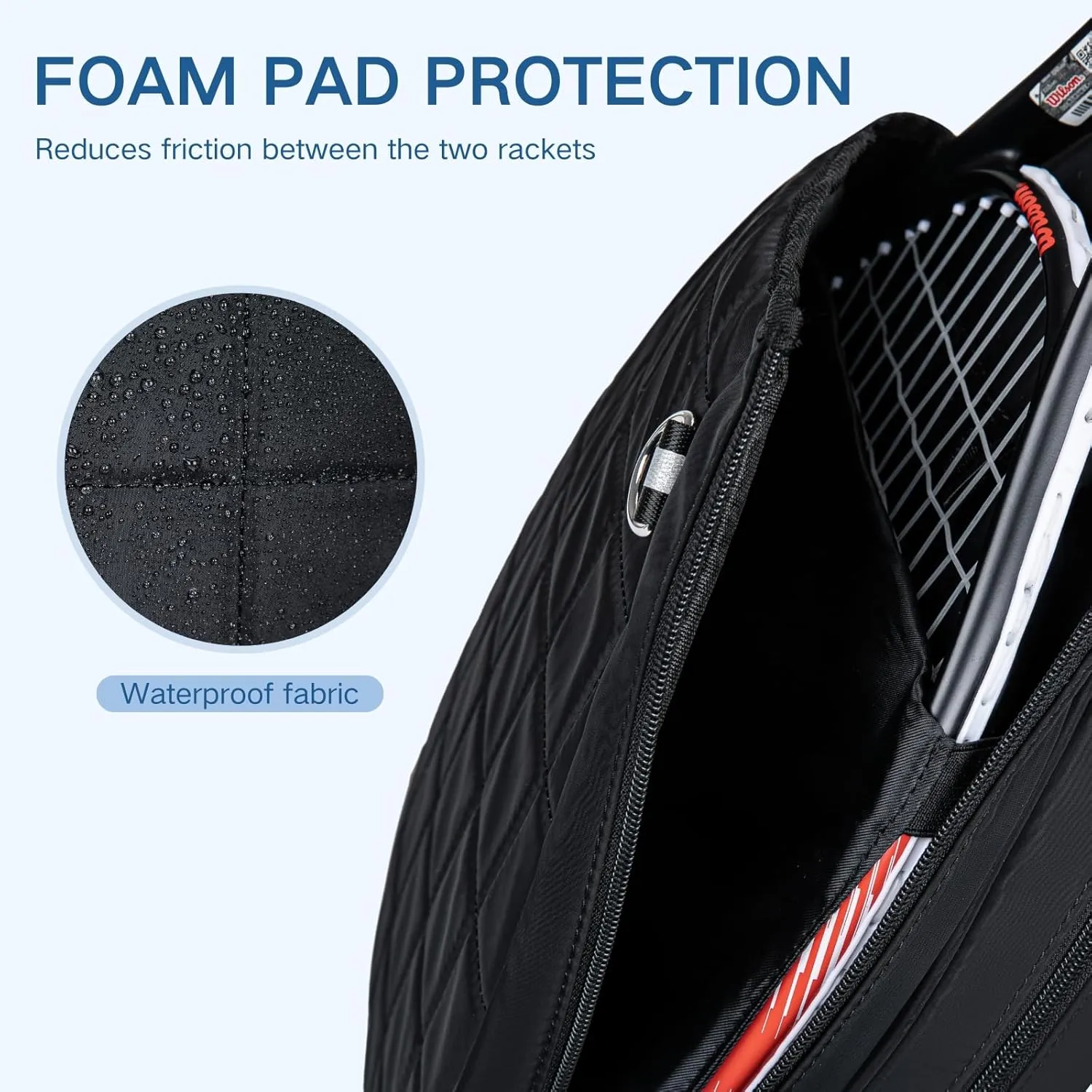 Tennis Bag, Quilted Tennis Backpack Holds 2 Rackets, Waterproof Crossbody Sling Pickleball Bags for Women, Men and Youth