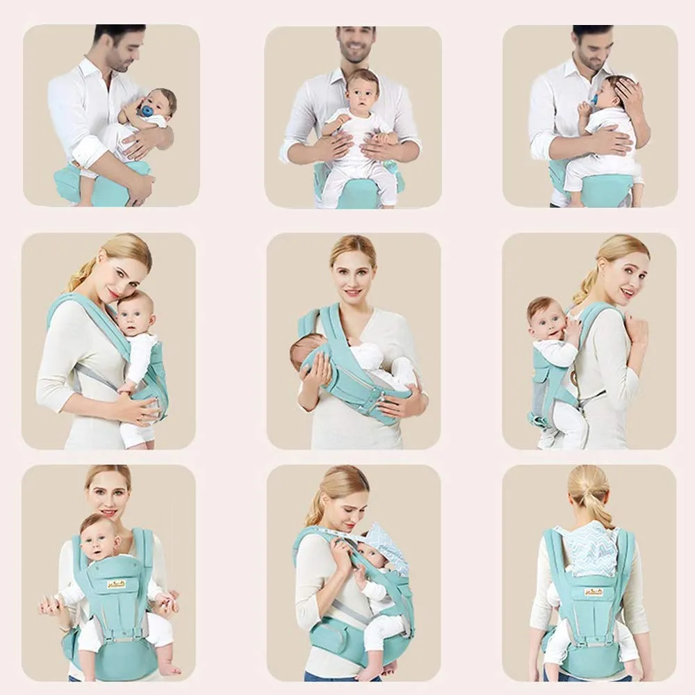 Viedouce Baby Carrier Ergonomic with Hip Seat/Pure Cotton Lightweight and Breathable/Multiposition:Dorsal, Ventral, Adjustable for Newborn and Toddler 3 to 48 Month
