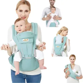 Viedouce Baby Carrier Ergonomic with Hip Seat/Pure Cotton Lightweight and Breathable/Multiposition:Dorsal, Ventral, Adjustable for Newborn and Toddler 3 to 48 Month