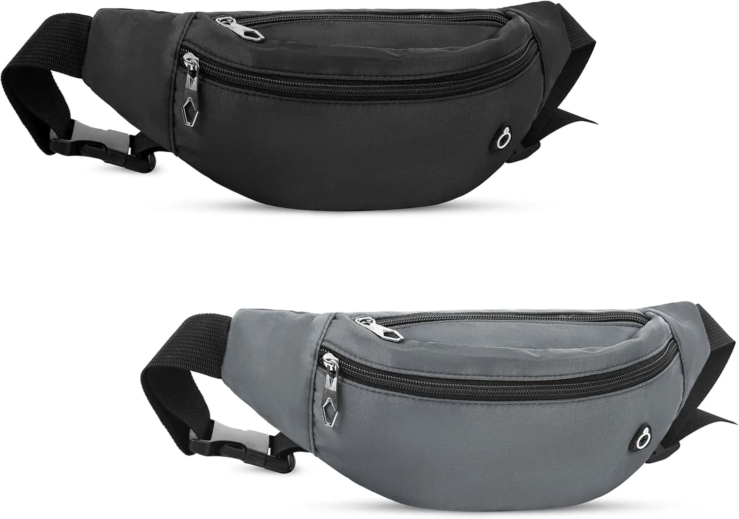 Viqueen Fashion Fanny Packs For Men and Women Foldie Crossbody Bag with Zipper and Pockets Water Resistant,Hands Free Phone Carrying Black Grey