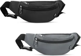 Viqueen Fashion Fanny Packs For Men and Women Foldie Crossbody Bag with Zipper and Pockets Water Resistant,Hands Free Phone Carrying Black Grey