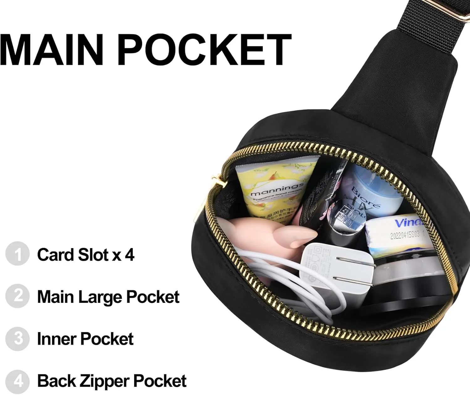 VOROLO Small Sling Bag For Men and WomenCrossbody Bags For Women with Ajustable Strap Trendy Cross body Bag Black