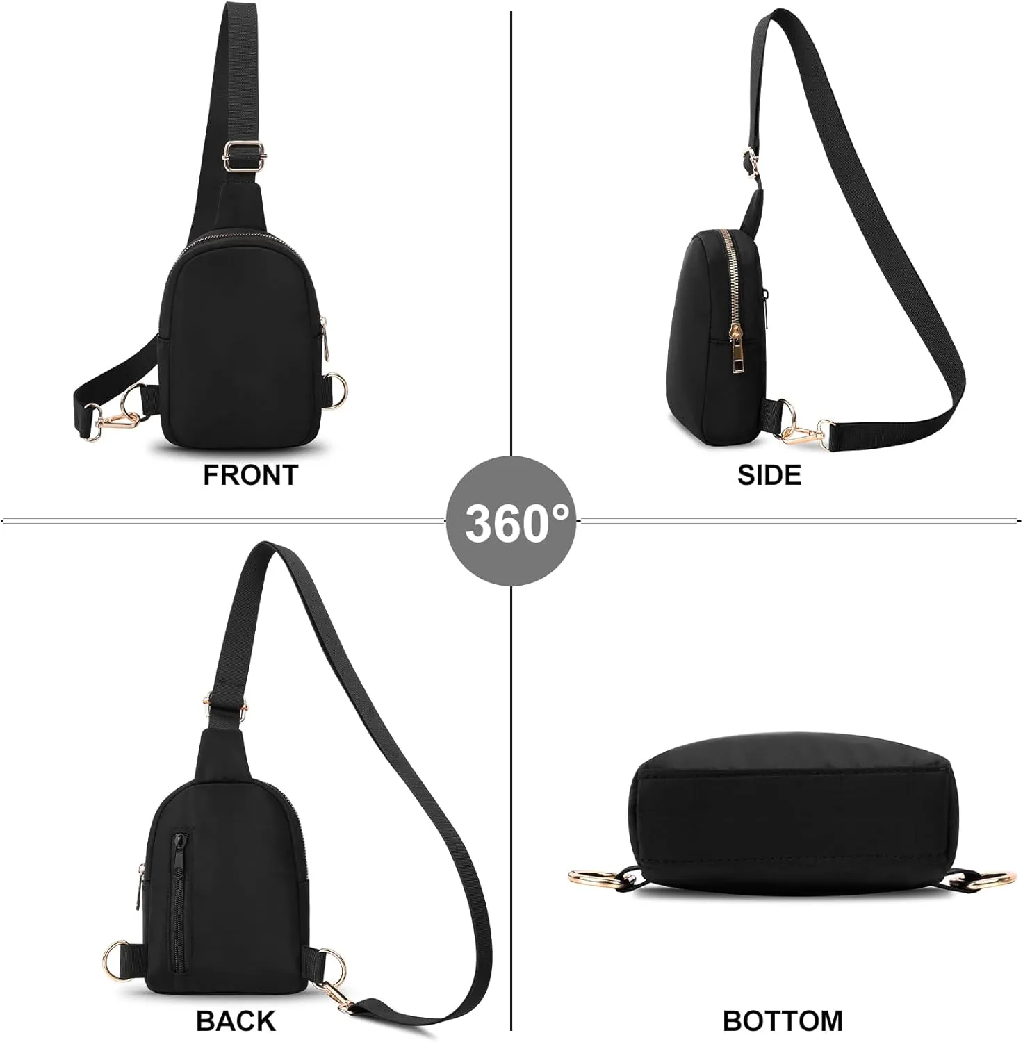 VOROLO Small Sling Bag For Men and WomenCrossbody Bags For Women with Ajustable Strap Trendy Cross body Bag Black