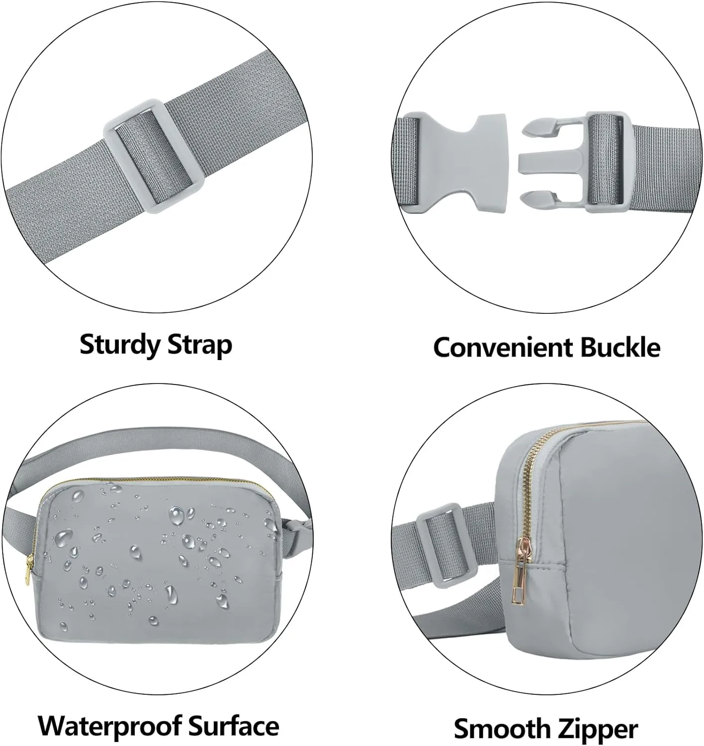 Waist Belt Bag Fashion Fanny Women and Men Gift Waist Pack With Adjustable Strap For Travel Running Hiking Walking Light Grey