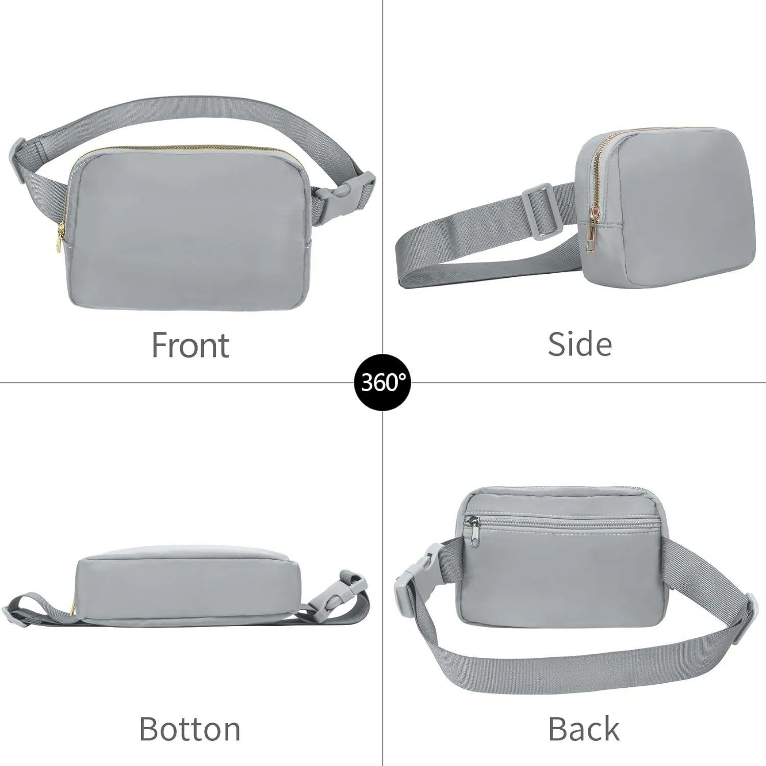 Waist Belt Bag Fashion Fanny Women and Men Gift Waist Pack With Adjustable Strap For Travel Running Hiking Walking Light Grey