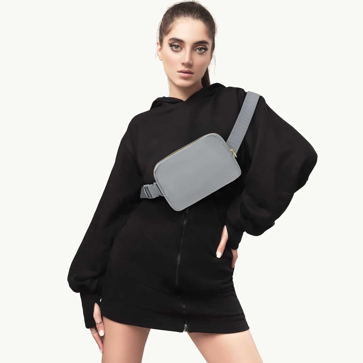 Waist Belt Bag Fashion Fanny Women and Men Gift Waist Pack With Adjustable Strap For Travel Running Hiking Walking Light Grey