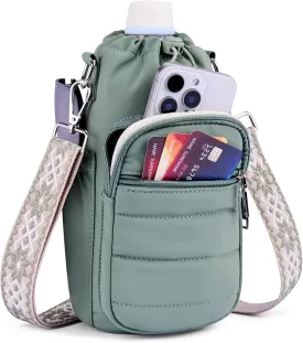 Water Bottle Bag 40 oz Crossbody Holder for Walking Hiking Insulated Carrier Purse with Adjustable Strap