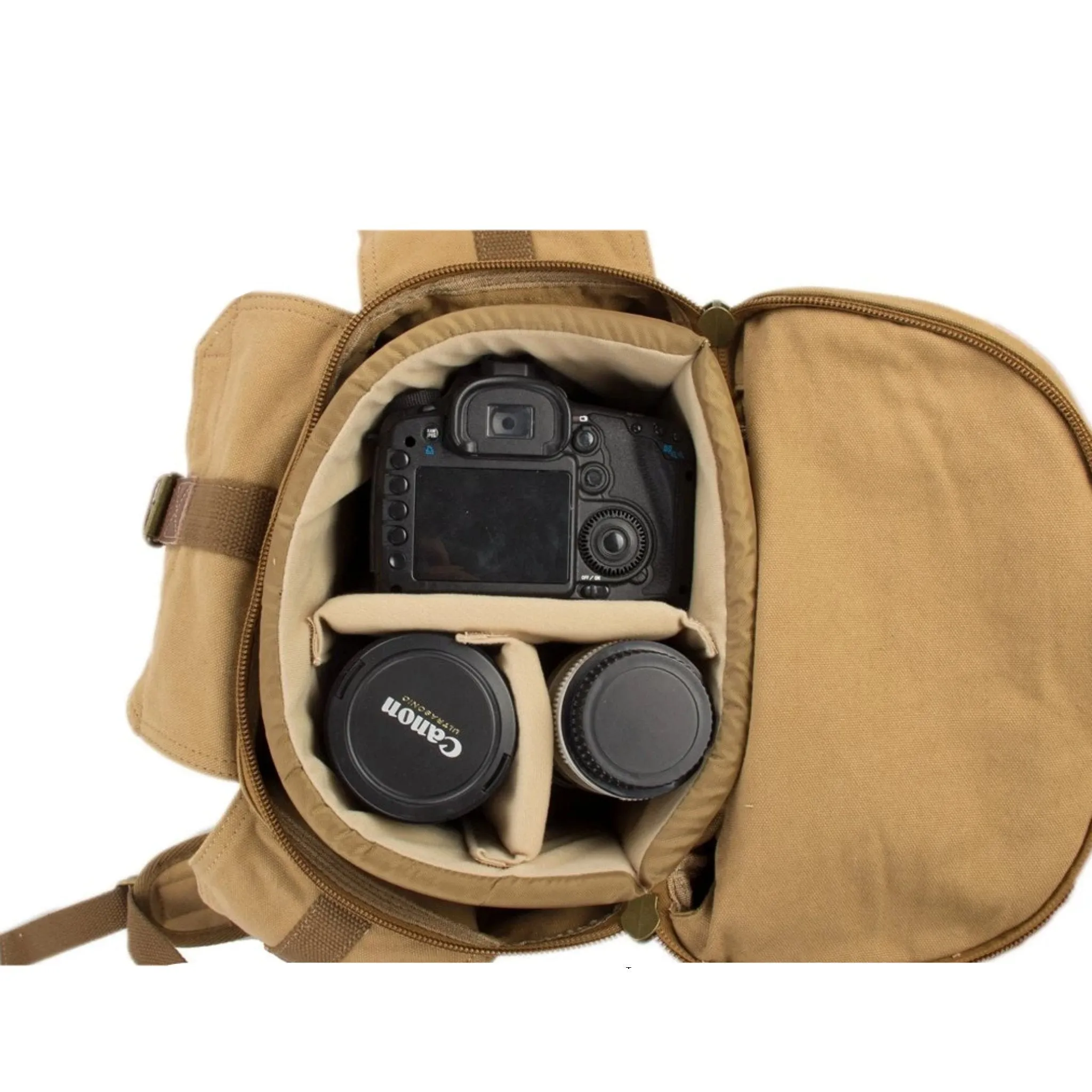 Waxed Canvas DSLR Camera Travel Backpack