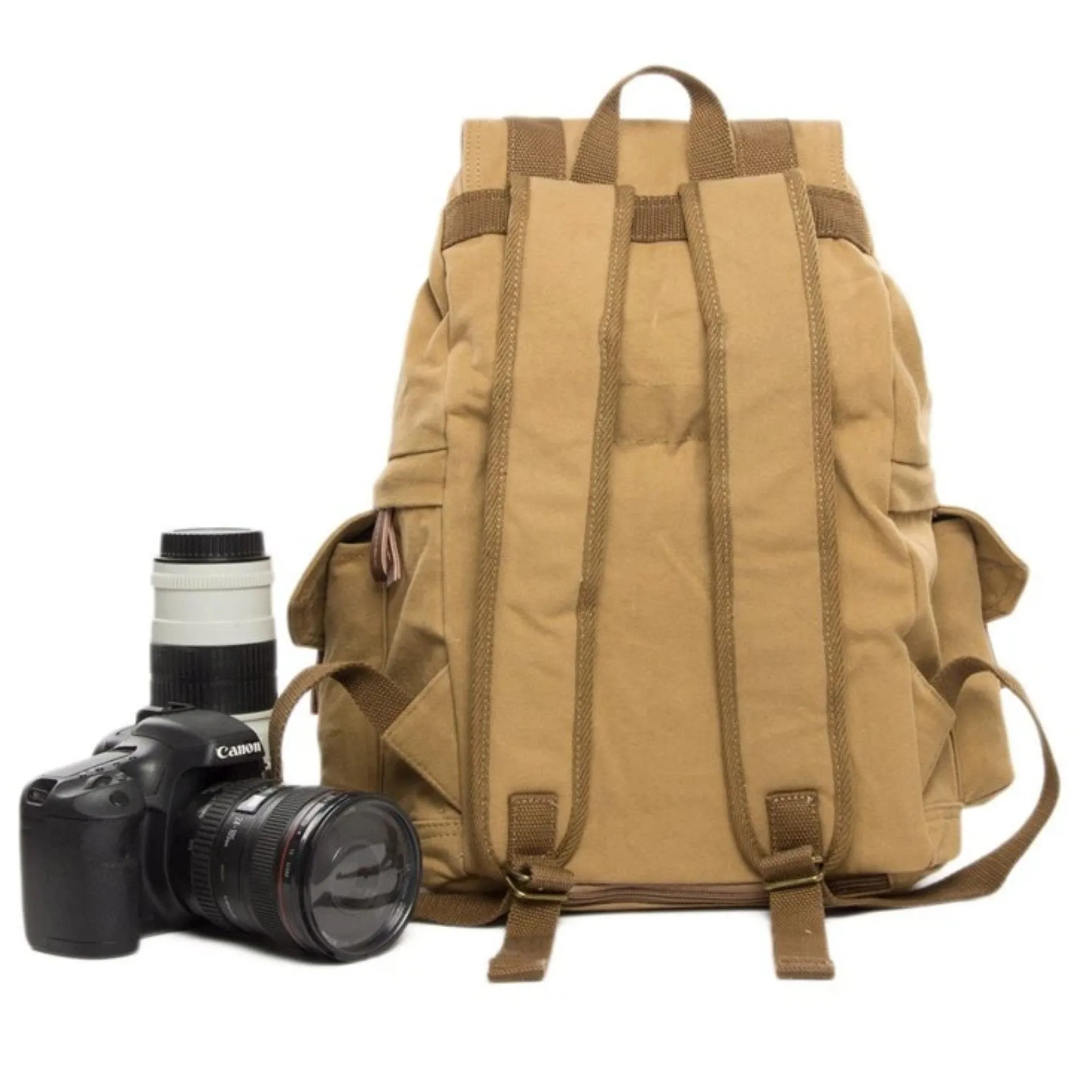 Waxed Canvas DSLR Camera Travel Backpack