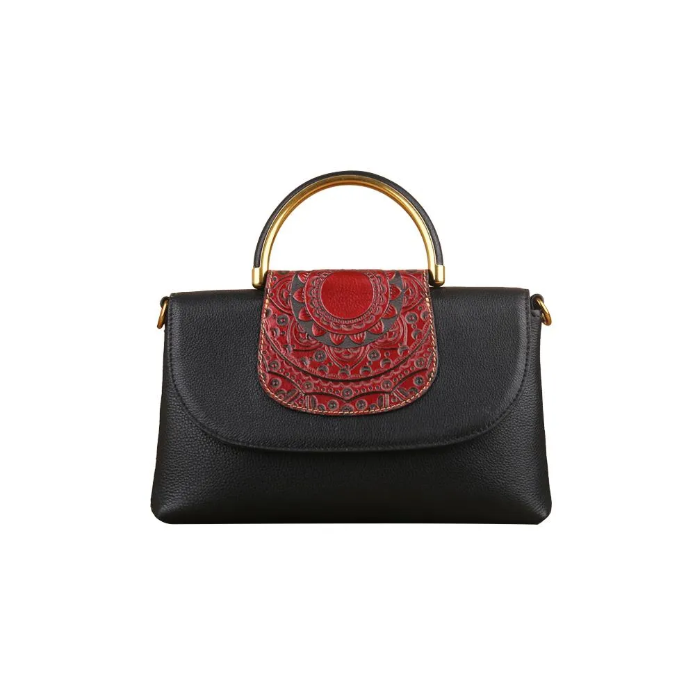 Womens Mini Vintage Textured Metal Top Handle Bag