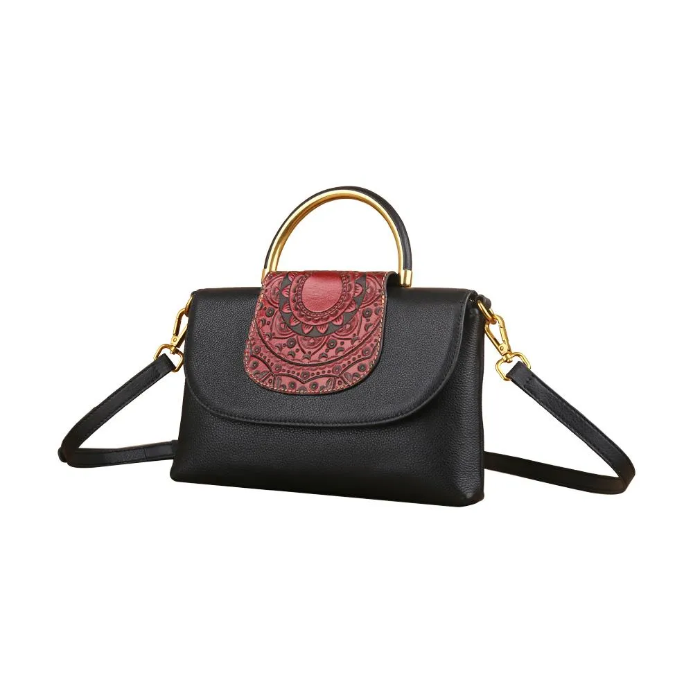 Womens Mini Vintage Textured Metal Top Handle Bag
