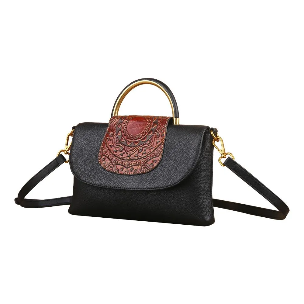 Womens Mini Vintage Textured Metal Top Handle Bag