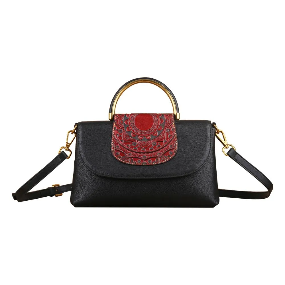 Womens Mini Vintage Textured Metal Top Handle Bag