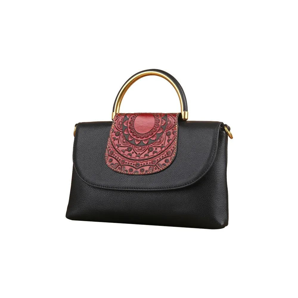 Womens Mini Vintage Textured Metal Top Handle Bag