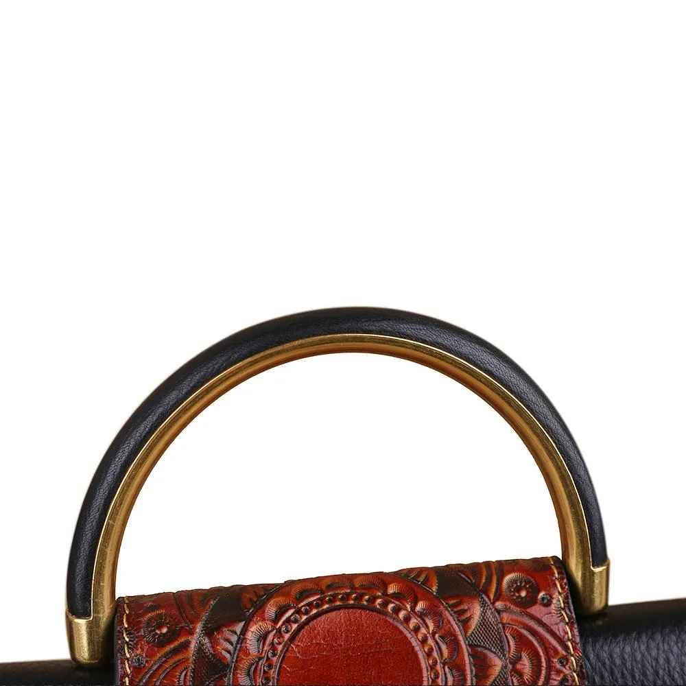 Womens Mini Vintage Textured Metal Top Handle Bag