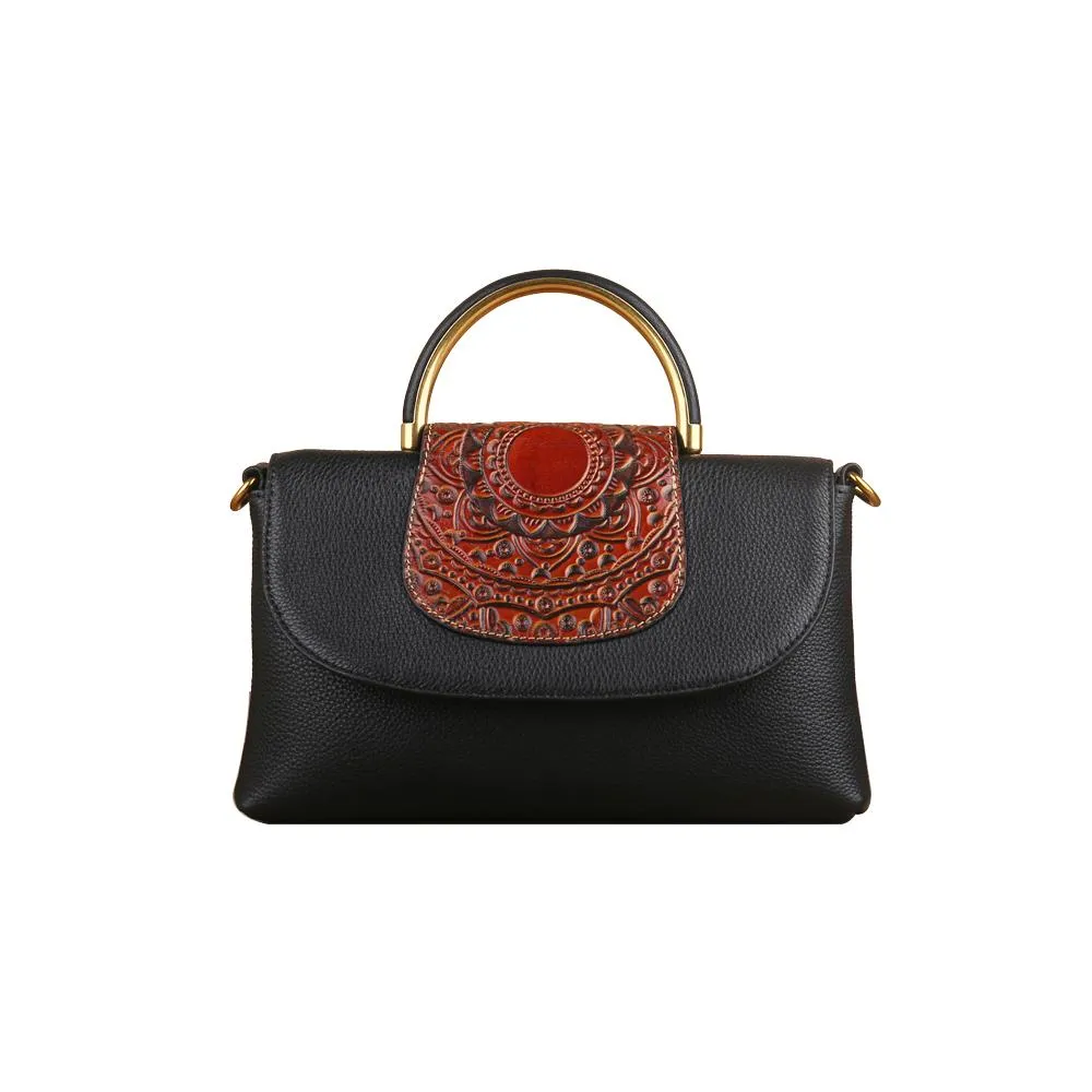 Womens Mini Vintage Textured Metal Top Handle Bag