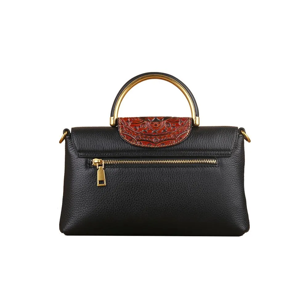 Womens Mini Vintage Textured Metal Top Handle Bag