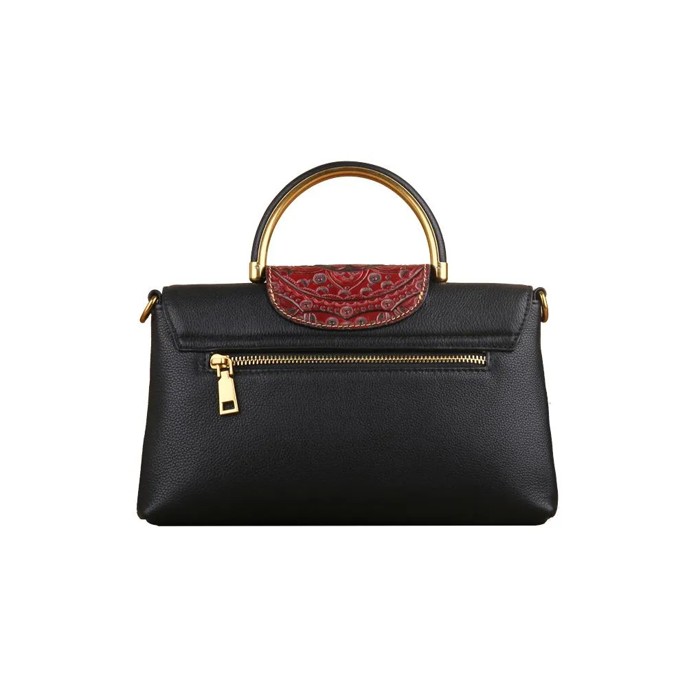 Womens Mini Vintage Textured Metal Top Handle Bag
