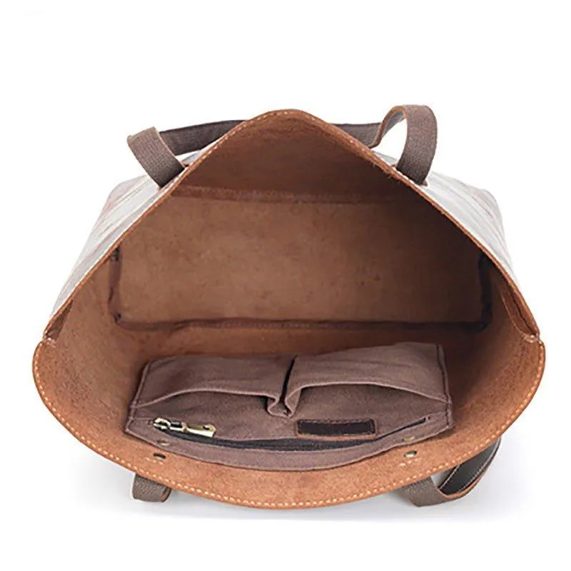 Woosir Brown Women Leather Tote Bag