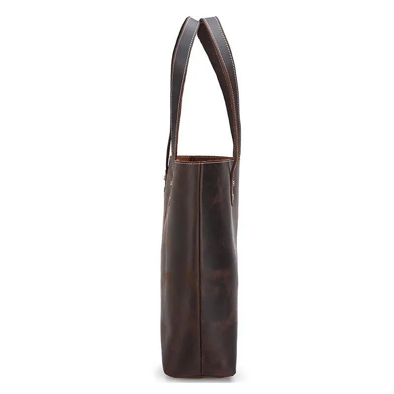 Woosir Brown Women Leather Tote Bag