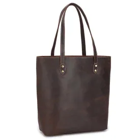 Woosir Brown Women Leather Tote Bag
