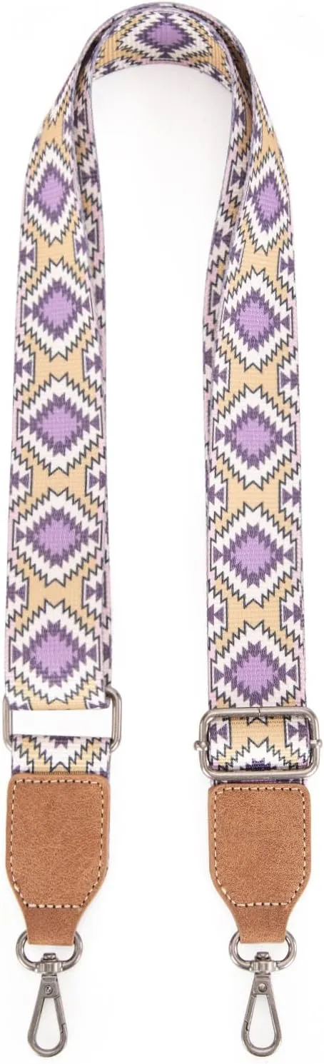 Wrangler Aztec Crossbody Bag for Women Southwestern Print Canvas Shoulder Purse with Distressed Look and Adjustable Strap