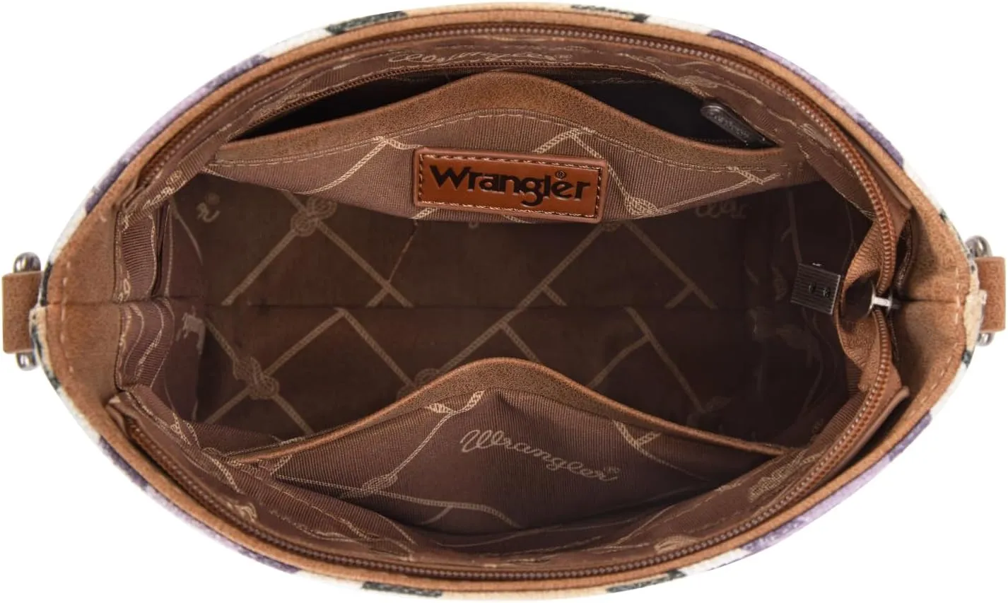 Wrangler Aztec Crossbody Bag for Women Southwestern Print Canvas Shoulder Purse with Distressed Look and Adjustable Strap