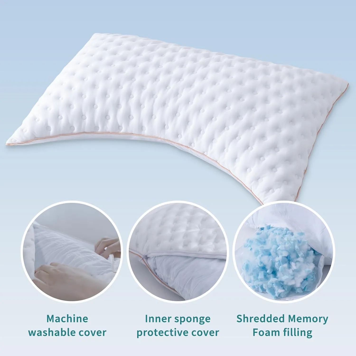 YZ HOME Bed Pillow for Side and Back Sleepers King Size Side Sleeper Pillow with Adjustable Memory Foam Filling for Neck and Shoulder Pain - Additional Storage Bag Included,White