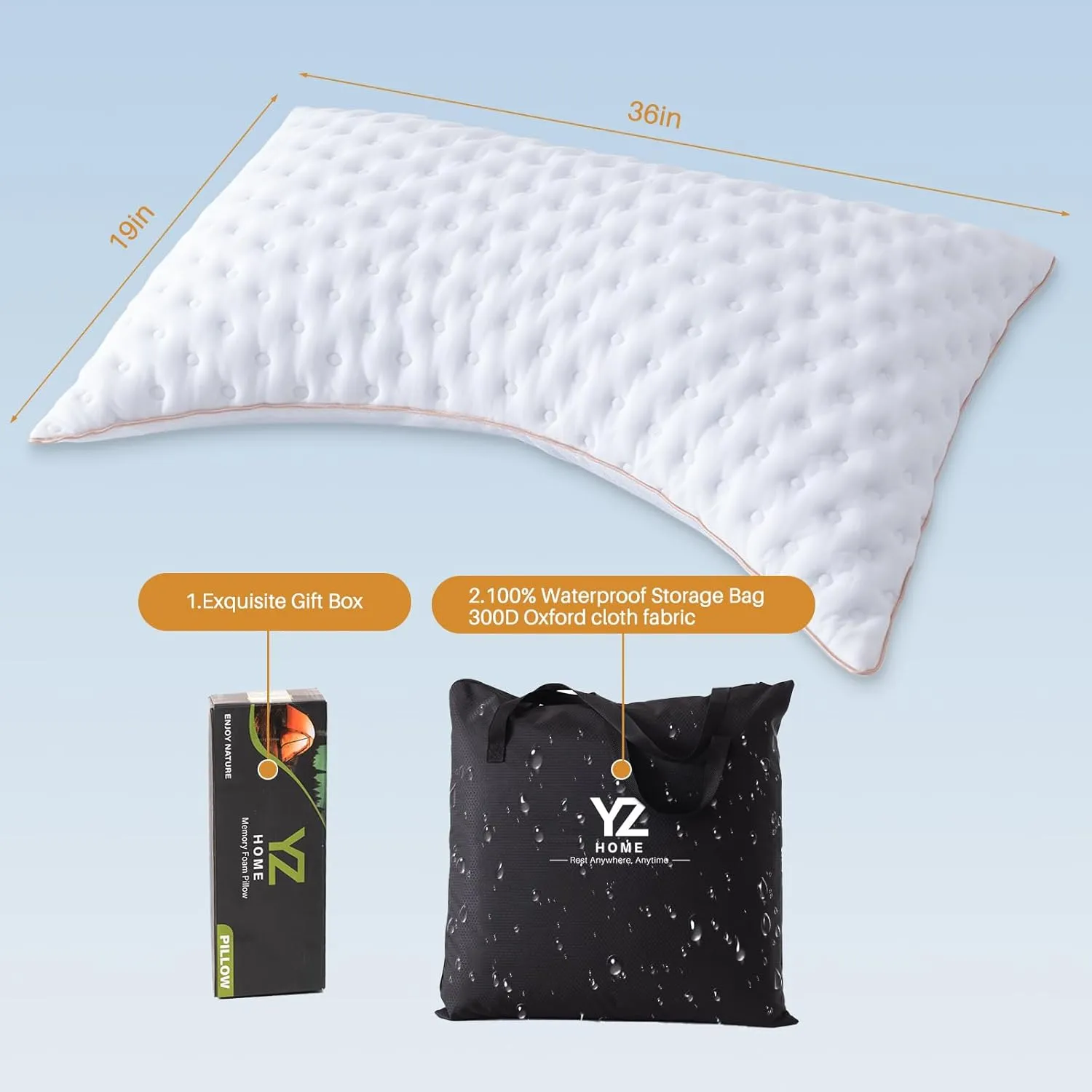YZ HOME Bed Pillow for Side and Back Sleepers King Size Side Sleeper Pillow with Adjustable Memory Foam Filling for Neck and Shoulder Pain - Additional Storage Bag Included,White
