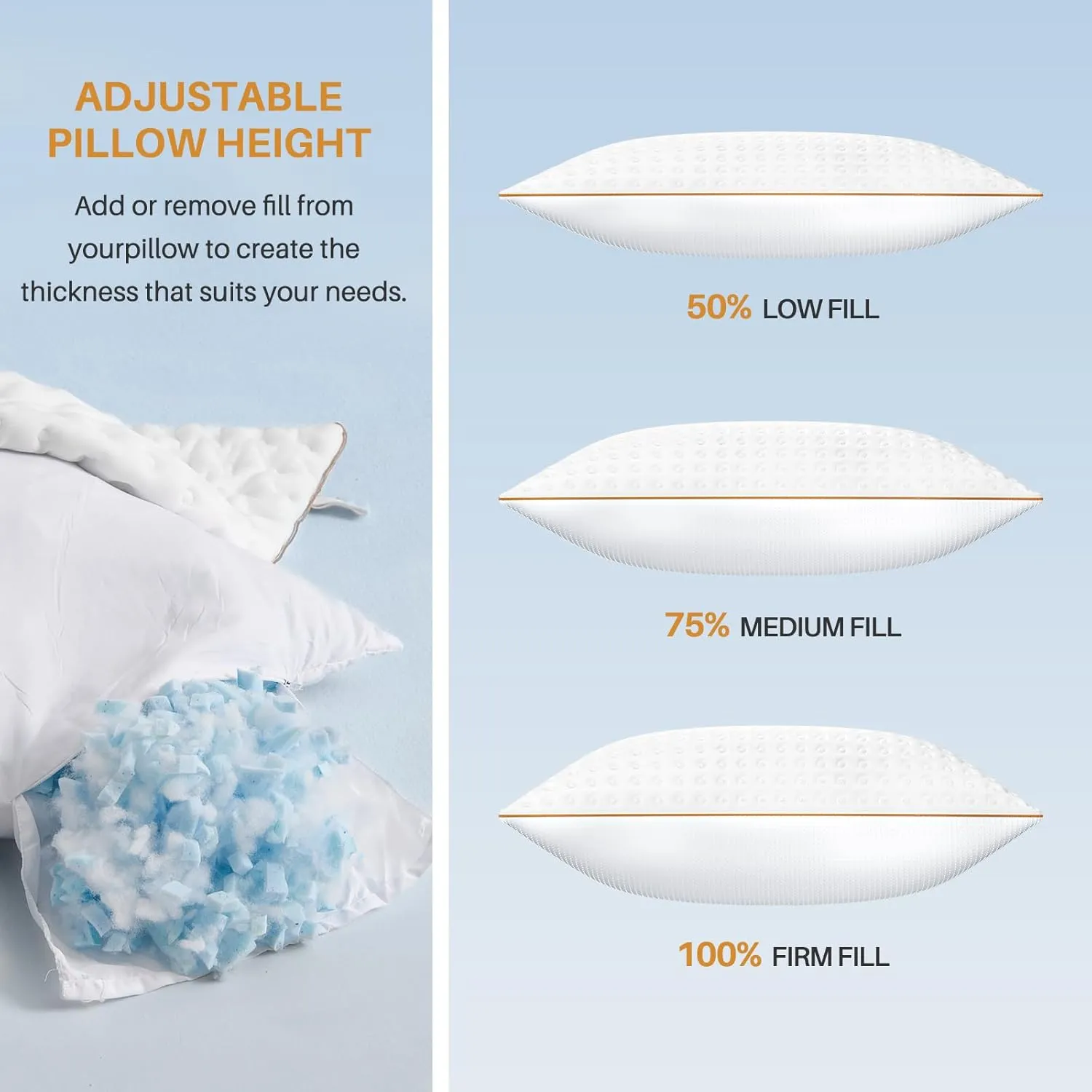 YZ HOME Bed Pillow for Side and Back Sleepers King Size Side Sleeper Pillow with Adjustable Memory Foam Filling for Neck and Shoulder Pain - Additional Storage Bag Included,White