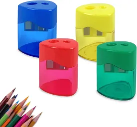 ZUFECY 4-Pack Pencil Sharpener, Smooth-Rotation Dual Holes & Easy-Clean Base, Compact Dual-Function Sharpener for Colored/Graphite Pencils, Backpack Essentials